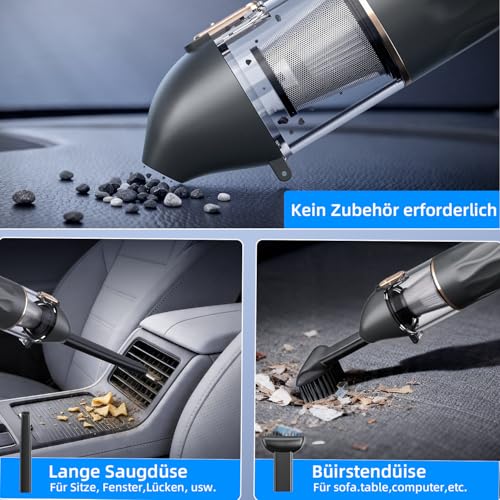 Ombrex 20000pa Handstaubsauger Akku, 3 IN 1 Auto Staubsauger Stark mit 4 Saugmodi, Portable Vacuum Cleaner für Auto, Haustiere,Sofa,Büro, Mini Staubsauger 7500mAh(Schwarz)