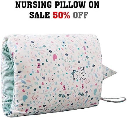 Epltion Travel Nursing Pillow for Breastfeeding/Arm Breastfeeding Pillow for C-Sections Mom/Portable Washable Nursing Pillow Rabbit