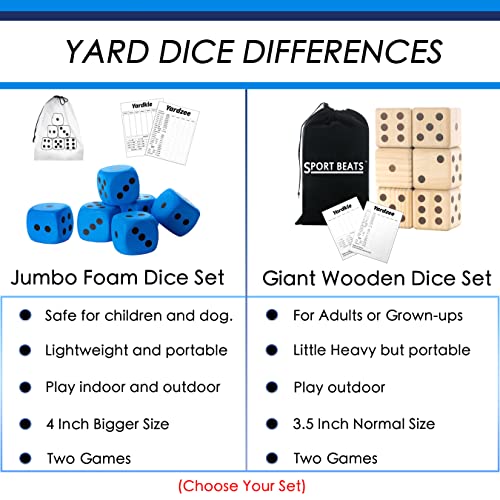 Jumbo Foam Yard Dice, Outdoor Games Giant Yard Lawn Games Set of 6 with