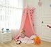 Wilhunter Kids Bed Canopy Princess Castle Mosquito Netting Girls Bed Curtain Hanging Round Dome Tent for Children's Reading Nook Indoor Outdoor Games Cotton Canvas Pink (Pink)