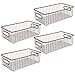 mDesign Metal Farmhouse Kitchen Pantry Food Storage Organizer Basket Bin - Wire Grid Design - for Cabinets, Cupboards, Shelves, Countertops - Holds Potatoes, Onions, Fruit - Large, 4 Pack - Bronze