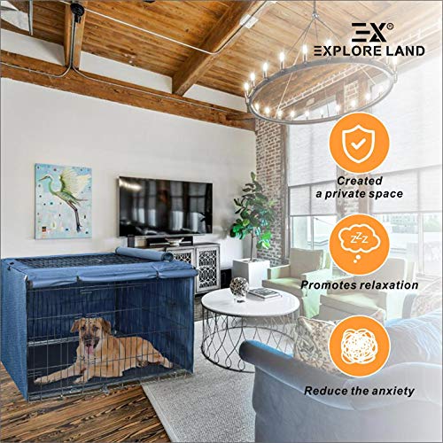 Explore Land Dog Crate Cover for 42 Inches Wire Cage, HeavyDuty