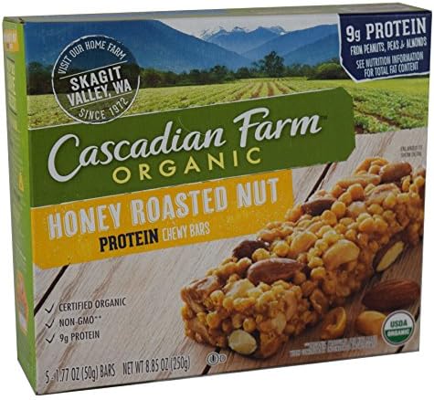 Cascadian Farm Protein Honey Roasted Nut Bars, 8.85oz Box (Pack of 4)