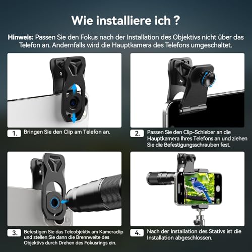 Evil Eye - 22x Telephoto Lens/ 205° Fisheye Lens/ 120° Wide Angle Lens/ 20x Macro Lens/ Tripod and Remote Shutter for iPhone Samsung, Huawei and Most
