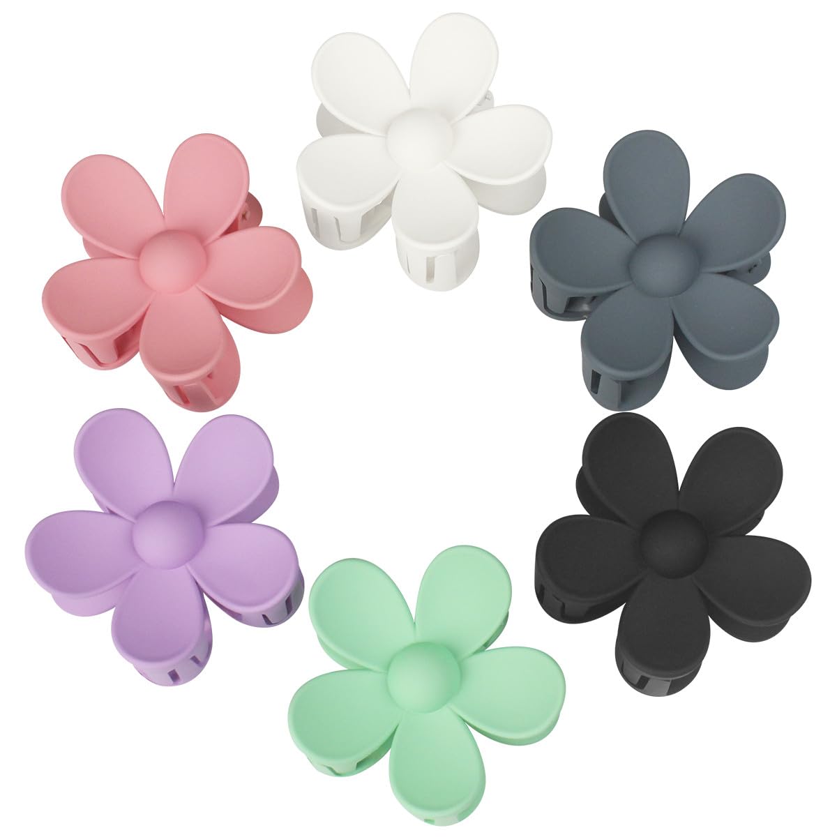 Mecool 6 Pcs Flower Hair Claw Clips for Women Ponytail Holder Headwear Hair styling Accessories for Straight, Curly, Wavy Hair | Non Slip Hair Clips Women | Hair Products for Womens Big Claw Clip Set