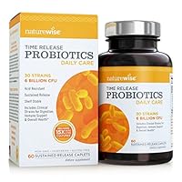 NatureWise Daily Care Time-Release Probiotics: Comparable to 90 Billion CFU, Delivers 15x More Live Cultures to Intestines for Digestion & Immune Support, Shelf Stable, Acid Resistant, 60 Caplets