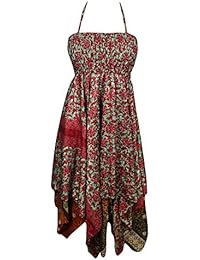 Women Sundress Printed Handkerchief Hem Summer Holiday Sexy Halter Dress