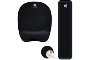 WB WEIRDBEAST Ergonomic Keyboard Wrist Rest Pad and Mouse Pad Hand Support for Laptop Computer Wrist Rest Support Cushion Memory Foam Set for Office Gaming Easy Typing - Black