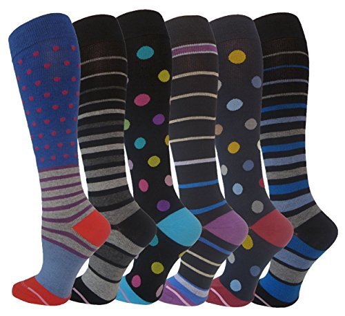 Ladies 6 Pair Pack Compression Socks (Fun & Fabulous) by Dr. Motion by Dr. Motion