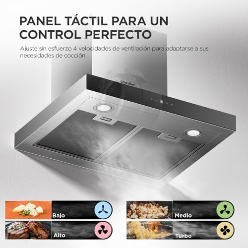 ' KWH-TSHM77SS-60 T-Shape Campana Extractora, 650 m³/h, 60 cm，A+++