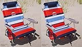 2 Tommy Bahama 2015 Backpack Cooler Chairs with Storage Pouch and Towel Bar- red/blue