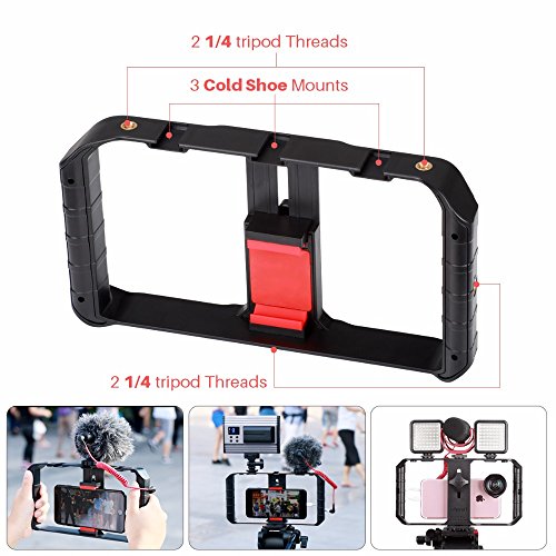Ulanzi U-Rig Pro Smartphone Video Rig 3 Shoe Mounts Filmmaking Case Handheld Phone Video Stabilizer Grip Tripod Mount Stand for Videomaker Film-maker Videographer for iPhone X 8 Plus Sumsang