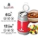 Insulated Thermos Food Jar - by Tasty Trails | 17 Ounce Stainless Steel Thermal Lunch Container | Hot or Cold Food Vacuum Flask | BPA-Free, Folded Spoon, Carrying Handle, Bonus Gift Recipe eBook