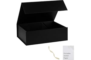 MUMUPACK Black Gift Box,10x7.3x3.5 Gift Boxes With Lids For Presents Includes Ribbon And Diy Printable Sticker Paper,Bridesmaid Proposal Box,Magnetic Gift Box For Birthday,Wedding,Graduation