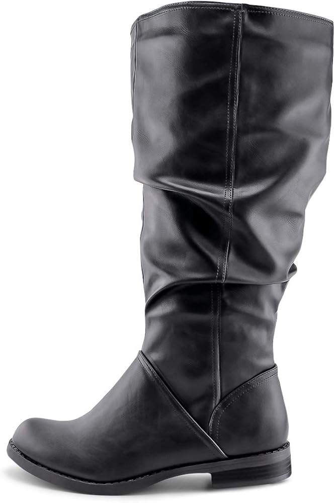 slouchy black boots wide calf