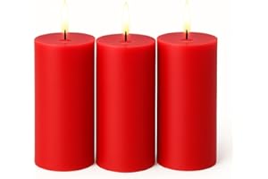 DINIL Pillar Candles 3 Pack (Red, Pillar 3x6)