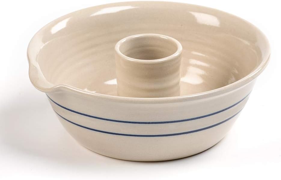 Heritage Blue Stripe Stoneware Chicken Cooker