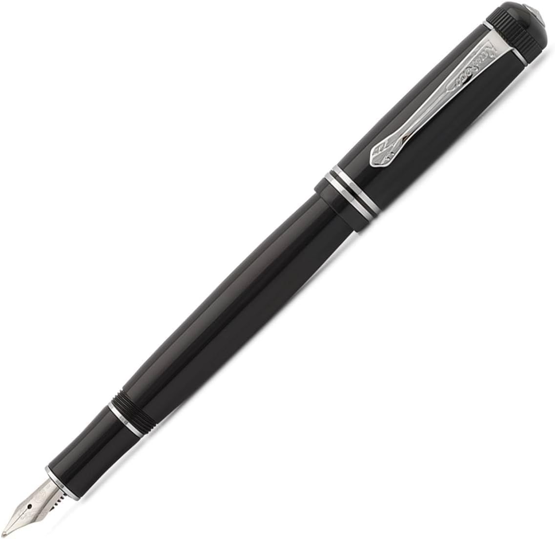 Kaweco DIA2 Fountain Pen Chrome I Premium Acrylic Pen for Ink Cartridges I Nostalgic Stylograph with Chrome Details 16 cm I Nib: B (Broad)