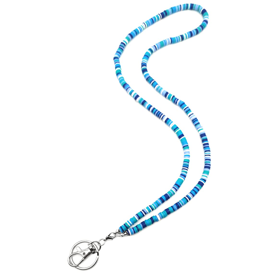 Photo 1 of Sopopal Beaded Teacher Lanyard Boho Cute Rainbow Lanyard Neck Keychain Lanyards for Cruise Ship Cards Id Badges and Keys (Boho Blue)