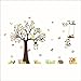Rainbow Fox Cartoon Forest Animal Monkey Wall Stickers Murals Owls Swing On Tree Nursery Wall Stickers DIY Posters Vinyl Removable Art Wall Decals for Kids Room (Brown)