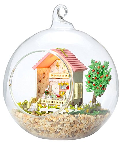 I-xun DIY Assembling Toy, Miniature Hanging Glass Ball Doll with Wooden Doll House (G007)