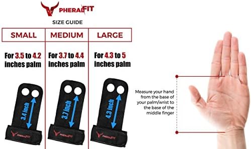PHERAL FIT Natural Leather Hand Grips – Gymnastics Grips with Wrist Support for CrossFit, WODs, Pull Ups, Chin Ups, Kettlebels, and Weight Lifting