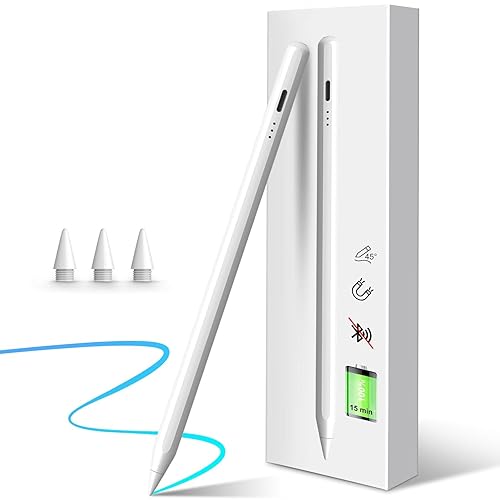 Stylus Pens for Ipad Pen 2018-2025- Pencil for Ipad 3X Faster Charge with Palm Rejection/Tilt Sensitivity for 11/10/9/8/7/6th Generation, Air 11/13''(M3), Pro11/12.9/13'', Air3-5, Mini 6/5