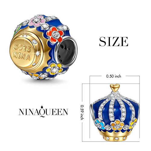 Sterling Silver Nina Queen Charm Bracelet Grandma Nana Red Heart