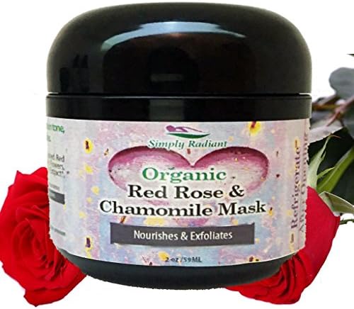 Organic Rose & Chamomile Facial Mask with real crushed roses and crushed chamomile flowers - Exfoliates & Hydrates 2 oz.