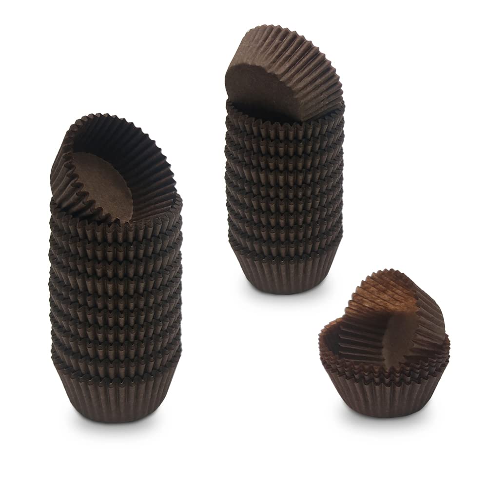 Mombake Mini Cupcake Cases Premium Greaseproof Muffin Baking Cups(Coffee, 500-Count)