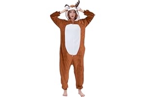 ANBOTA Reindeer Costume Deer Onesie for Adult Women Men Halloween Pajama