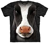 Mountain Black Cow Face Adult Size T-shirt , Black , Large