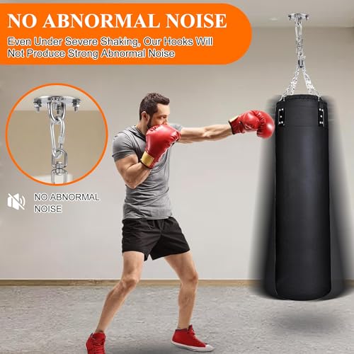 BASVII 2 Pieces Ceiling Hook Ceiling Bracket for Stainless Steel Punching Bag up to 400 kg Hanging Bracket 360° Rotation with Ring M8 for Punching Bag, Hammocks, Yoga, Hanging Chair