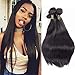 QTHAIR 10A Straight Human Hair Bundles Indian Straight Hair(12 14 16,300g,Natural Black) 100% Unprocessed Indian Straight Virgin Human Hair Bundles