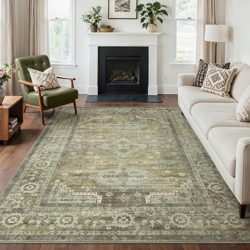 GENIMO Teppich Wohnzimmer 140X200 cm Vintage Waschbare Kupfer Braun