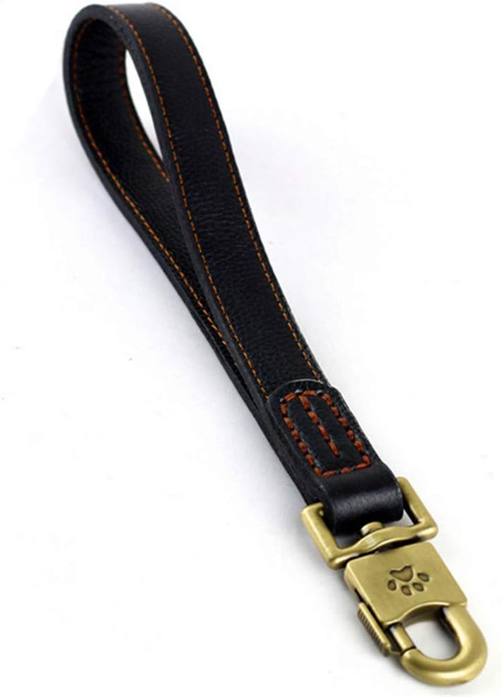JYHY Genuine Leather Short Dog Leash - Braided Leather Dog Leash for Large Dogs Training & Walking,Black - Image 3