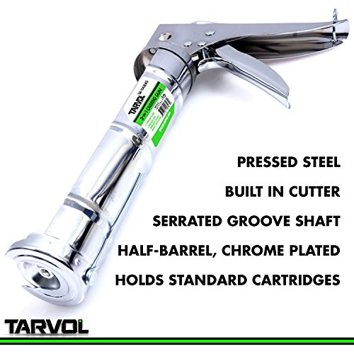 3 in 1 Caulking Gun (HEAVY DUTY CHROME PLATED) Fits Standard Size 10oz Caulk - Refillable 3 in 1 Design Includes Built in Cutter and Puncher Tool - Perfect for Industrial & Home Use!