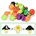 Sakiyr 18 Pieces Pretend Play Food Set Fruits and Vegetables Play Cutting Food Kitchen Toys with Toy Knife and Cutting Board for Kids and Toddlers