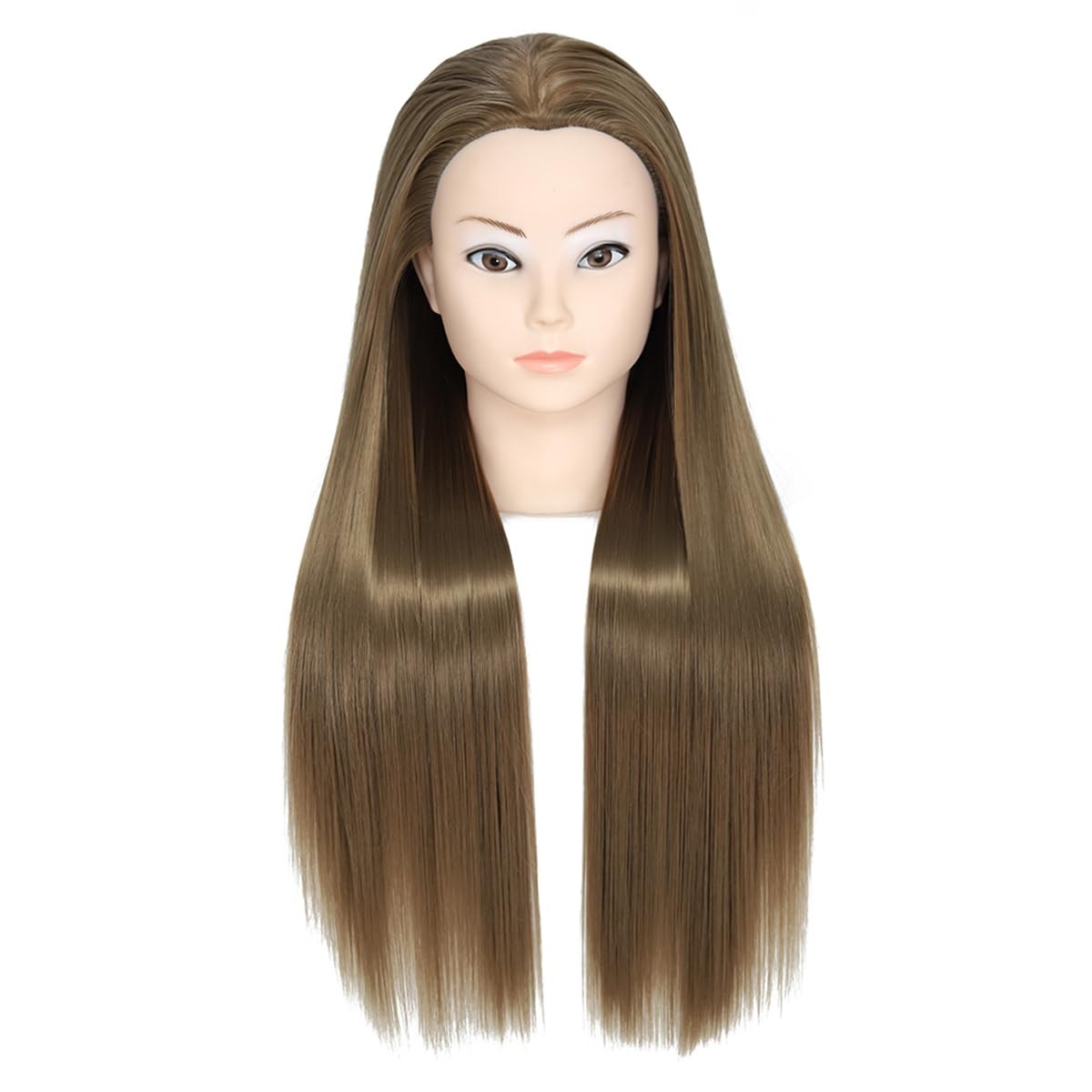 Training Head,26-28 Inch Hairdressing Head 100% Synthetic Fiber Cosmetology Mannequin Head with Free Clamp for Braiding Stying (bronze)