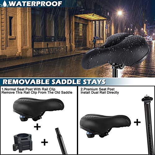 MLIAIMCE Bike Saddle Oversized Bicycle Saddle Bounce Memory Foam Comfortable Waterproof Breathable Hollow Ergonomic Saddle Road Bike MTB Saddle for Men Women Kids 11