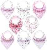 Baby Girl Bandana Drool Bibs for Drooling and Teething 8-Pack Gift Set by TheAZBaby