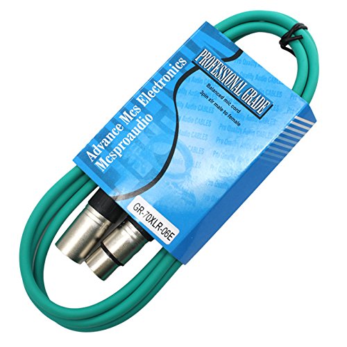 MCSPROAUDIO 15 foot Male to Female XLR microphone cable (Green)