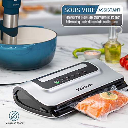 Baulia Automatic Vacuum Food Sealer - Air Sealing Machine for Food Preservation, Compact Design, Silver