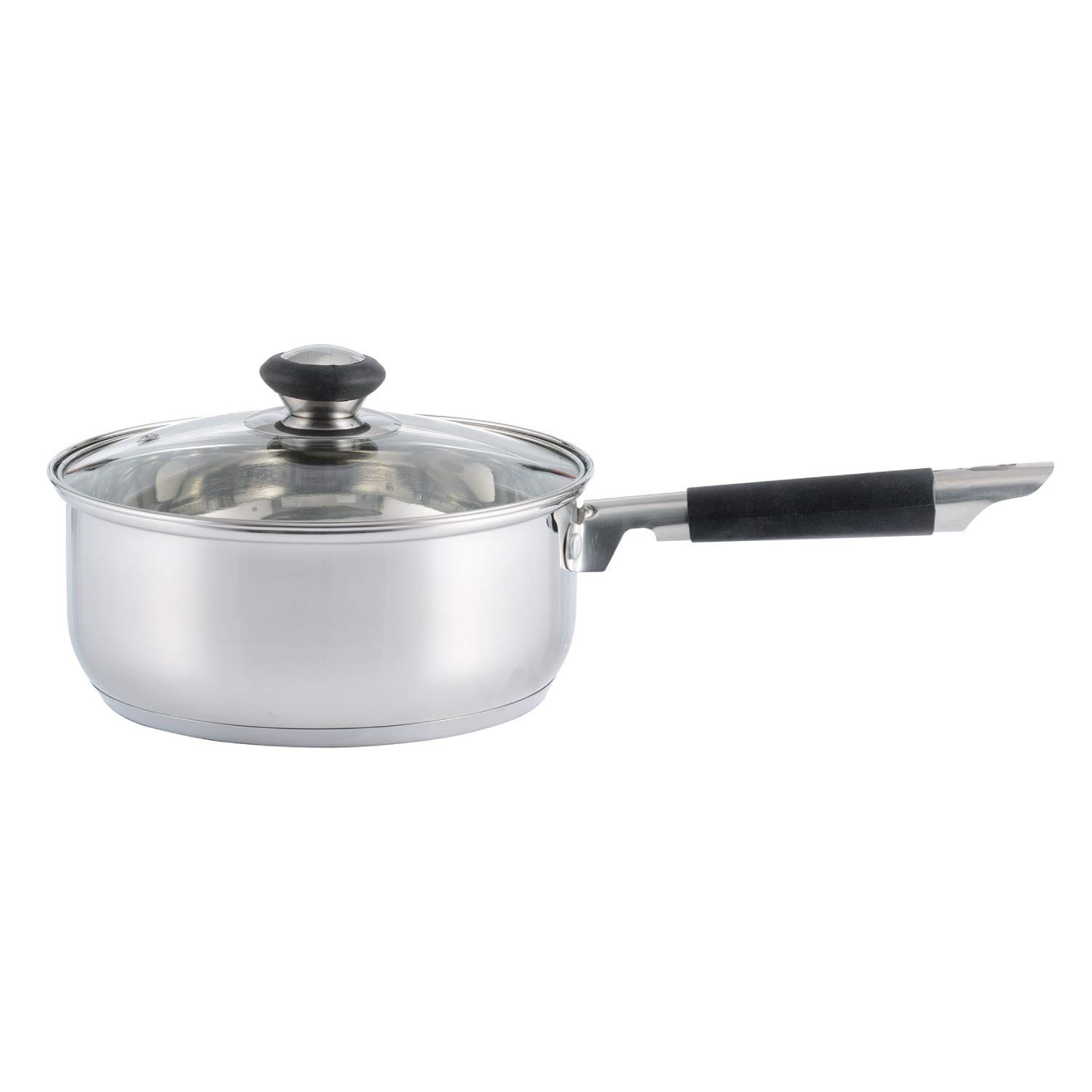 Viners Everyday Sauce Pan, Touch Grip Handle and Glass Lid with 5 Year Guarantee Stainless Steel, 20cm
