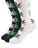 Zando Unisex Cotton Marijuana Weed Leaf Printed Sports High Crew Socks