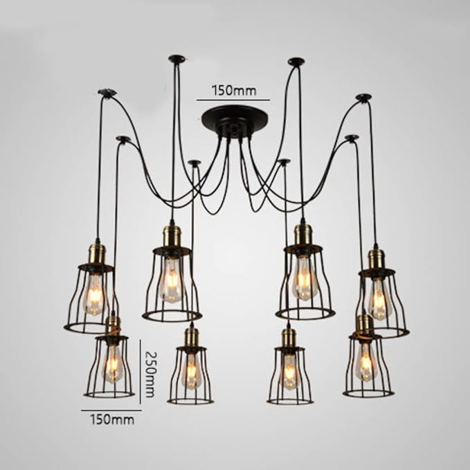 8 Arme (jeweils mit 2 m Draht) Industriell inspirierte verstellbare DIY