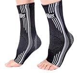 Doc Miller Ankle Brace Compression - 1 Pair Support Men Women Best Foot Sleeve Achilles Tendonitis Plantar Fasciitis Arthritis Fracture Reduces Swelling Pain Relief Orthopedic Stabilizer (Gray, L)