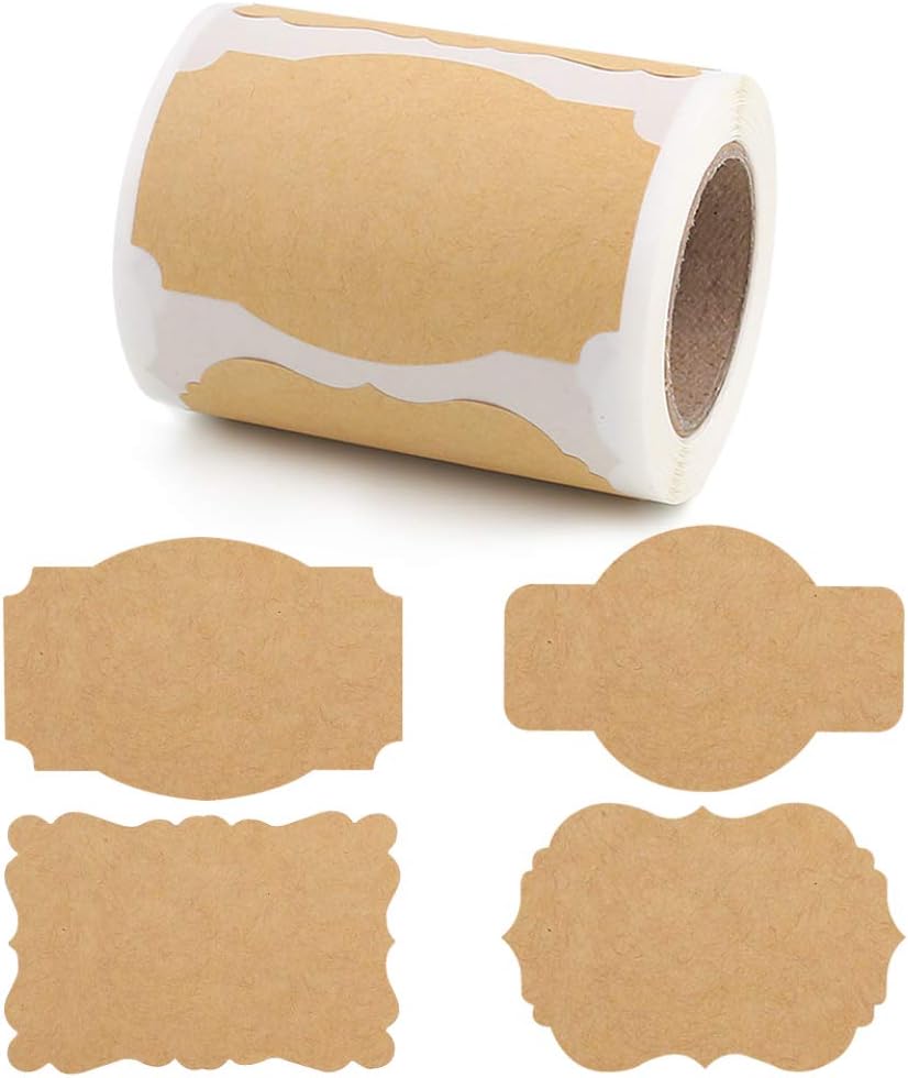 SallyFashion 200 PCS Kraft Paper Gift Tags Blank Label Stickers for Holiday Glass Bottle Present Supplies 3x2inches : Office Products