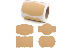 SallyFashion 3x2inch Kraft Paper Gift Tags 200 PCS Blank Label Stickers for Holiday Glass Bottle Present Supplies