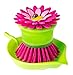 Vigar Flower Palm Dish Scrub Brush with Holder, Perfect Kitchen Brushes for Dishes, Sink Brush and Cleaning Brushes for Household Use, Pink, Green
